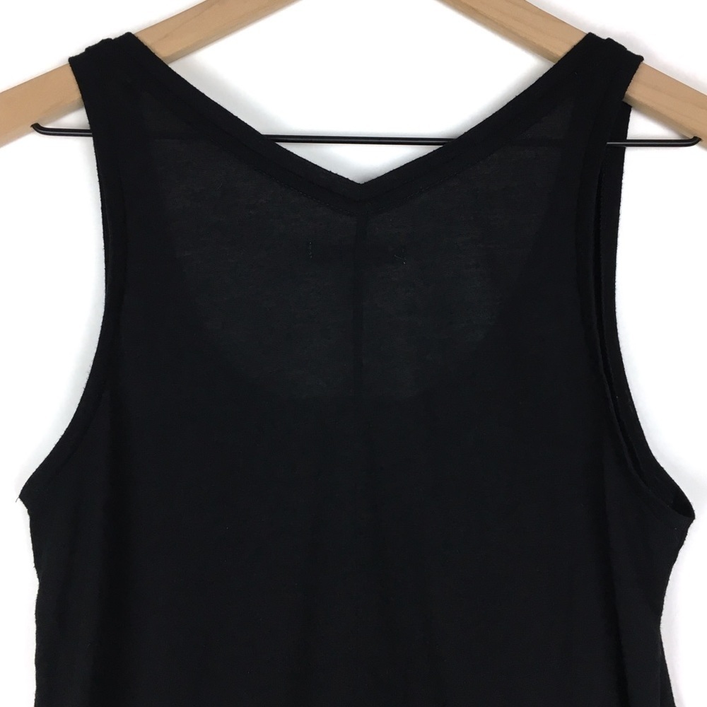 AMERICAN EAGLE Tank Top Henley Button Details Solid Black Minimalist Size Small - Picture 4 of 9